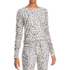 Chaser Beige Leopard-Print Ruffle Sleeve Top